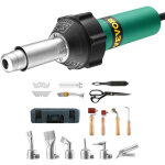 Vevor soudeur plastique a air chaud, 1600 w, pistolet thermique pvc 50�c - 600�c, kit soudage de toiture ...