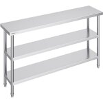 Table de preparation en acier inoxydable vevor dimensions 14 x 60 x 34 pouces, concue pour les cuisines ...