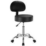 Vevor tabouret a roulettes avec support dorsal, capacite poids 204 kg, rond tabouret roulant, hauteur ...