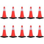 Vidaxl ? lot de 10 c�nes de signalisation r�fl�chissants 50 cm ? pehd robuste ? bonne visibilit� nocturne ...