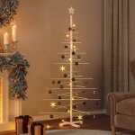 Vidaxl ? arbre lumineux en bois massif de pin 180 cm ? branches en bambou pour personnalisation ? convient ...