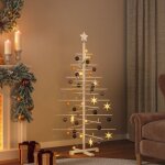 Vidaxl ? arbre de no�l lumineux en bois massif de pin 150 cm ? branches en bambou souples ? pour int�rieur ...