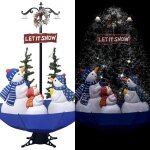 Vidaxl - arbre de no�l neigeux avec base de parapluie bleu 170 cm pvc