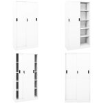 Armoire de bureau et porte coulissante blanc 90x40x180 cm acier - armoire de bureau - meuble de rangement ...
