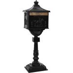 Vidaxl bo�te aux lettres debout avec porte noir 42, 5 x 29, 5 x 117 cm