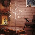Bouleau blanc  led 48 led blanc chaud 120 cm vidaxl
