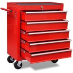 Vidaxl ? chariot � outils d'atelier 5 tiroirs ? servante roulante rouge en acier ? dimensions 690x330x772mm ...