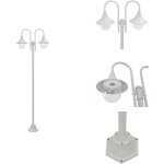 Lampadaire de jardin e27 220 cm aluminium 2 lanternes blanc - lampadaire de jardin - luminaire extrieur ...