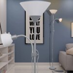 Vidaxl ? lampadaire liseuse gris en acier ? hauteur 180 cm ? double interrupteur ? �clairage uplighter ...