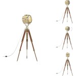 Vidaxl - lampadaire � tr�pied bois de manguier massif 165 cm - lampadaire retro - lampadaire industriel ...