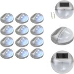 Lampe solaire murale � led d'ext�rieur 12 pcs rond argent� - lampes solaires ext�rieures - �clairage ...