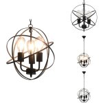 Vidaxl - lampe suspendue noir sph�re 3 ampoules e27 - lampe suspendu - lampadaire - �clairage int�rieur ...