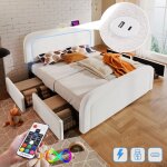 Vidaxl - lit 140x200 cm avec tiroirs, lit adulte led, lit capitonné avec fonction de chargement usb type ... Vidaxl - lit 140x200 cm avec tiroirs, lit adulte led, lit capitonné avec fonction de chargement usb type ...