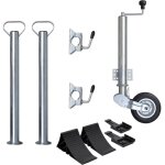 Roue jockey pliable 60 mm 2 tubes de support 2 pinces fendues Roue jockey pliable 60 mm 2 tubes de support 2 pinces fendues