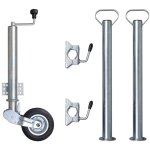 Roue jockey pliable 60 mm 2 tubes de support 2 pinces fendues Roue jockey pliable 60 mm 2 tubes de support 2 pinces fendues
