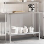 Vidaxl - table de travail de cuisine avec tagre 110x55x120 cm inox
