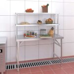 Vidaxl - table de travail de cuisine avec tagre 120x60x145 cm inox