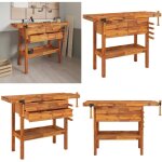 Vidaxl - tabli avec tiroirs et taux 124x52x83 cm bois massif d'acacia - tabli - tablis - home & living ...