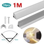 Swanew 10x1m profil aluminium led angle anodis diffuseur laiteux pour ruban bande led couvercle blanc ...
