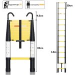 Swanew echelle télescopique 3, 8 m jusqu'à 150 kg escabeau stable en aluminium multi - fonction avec ... Swanew echelle télescopique 3, 8 m jusqu'à 150 kg escabeau stable en aluminium multi - fonction avec ...