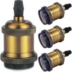 Vintage e27 douille de lampe, edison retro suspension lampe, solide c�ramique adaptateur, 4 pi�ces laiton ...