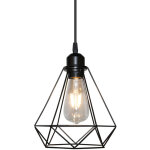 Vintage suspension lustre abat - jour cage forme diamant contemporain luminaire lampe plafonnier corde ...