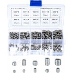 Vis sans tte en acier inox, m3 m4 m5 m6 m8 vis  mtaux, assortiment kit de fixations vis pointeau(200pcs) ...