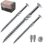 Vis terrasse inox a2 5. 0 x 60 mm autoperceuses ? lot de 200 pi�ces avec embouts torx vis � bois robustes ...