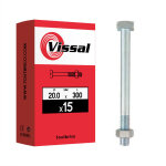 Vissal - 15 boulons de charpente 20x300mm tte carr zingu