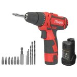 Visseuse sans fil 12v batterie lithium 1. 5ah led + coffret 6 embouts de vissage + 6 forets + adaptateur ...