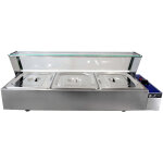 Vitrine bain marie electrique professionnel � 3 bacs gn 1 / 2 en acier inoxydable - r�chaud 30 - 110�c ...