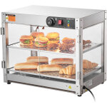 Vitrine chauffante commerciale a 2 niveaux, presentoir a chaud 800 w avec lumiere, controle de temperature ...