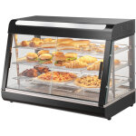 Vitrine chauffante commerciale 3 niveaux, presentoir a chaud 1500 w avec lumiere, etagere reglable et ...