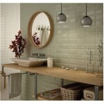 Carrelage mural faence effet carreau metro metro 15x7, 5 cm kaki fonc - brillant / poli - bote de ...