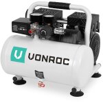 Vonroc pro compresseur d'air silencieux - 750w ? 1hp - 128 l / min. - sans huile - rservoir 6l - 8 bar ...