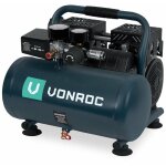 Vonroc - pro compresseur d'air silencieux - 750w ? 1hp - 128 l / min. - sans huile - rservoir 6l - 8 ...