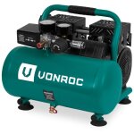 Vonroc - pro compresseur d'air silencieux - 750w ? 1hp - 128 l / min. - sans huile - rservoir 6l - 8 ...