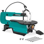 Vonroc - scie � chantourner 120w - 6 lames de scie incluses - avec p�dale - �clairage de travail led ...