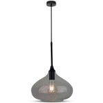 V - tac vt - 7281 lustre led en verre goutte 1mt ?285mm finition noir brillant avec douille e27