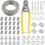 Vtizikl 50m serre cable acier, 67 pcs kit gaine cable 3mm 7x7 avec 4 tendeur cable, 20 boucles sertissage, ...