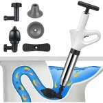 Vtizikl d�boucheur de toilettes � air comprim�, avec manom�tre, avec 3 embouts de piston et gonfleur