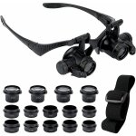 Loupe avec 2 lumires led, 8 lentilles amovibles, loupe monte sur la tte, loupe mains libres pour rparation ...