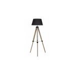 Lampadaire tr�pied bois abat - jour noir
