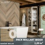Wallart - lambris pvc imitation bois naturel brun + adh�sif double face - 2, 09m�