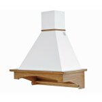 Webmarketpoint - hotte de cuisine rustique blanche vienna avec cadre en bois incrust couleur noyer 90 ...