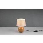 Lampe à poser luxor base effet bois abat - jour tissu beige trio lighting Lampe à poser luxor base effet bois abat - jour tissu beige trio lighting
