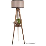 Wellhome - lampadaire en bois avec large abat - jour, brun, collection tanganyika, 45x45x153, prise e ...