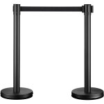 2x poteau de guidage noir acier fin 320 x 70 x 90 mm 10kg sangle rtractable 200 cm paisseur 0, 4 mm ...