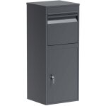 Wiltec bo�te � colis grise 410 x 380 x 1020 mm en acier avec rev�tement en poudre bo�te aux lettres verrouilla ...