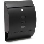 Wiltec ? bo�te aux lettres murale ou sur pied verrouillable ? acier galvanis� noir ? dimensions 320 x ...
